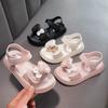 Kids Sandals Sweet Bow-knot Flowers Girls Beach Shoes Non-slip Hook&loop 2025 Summer New Children Princess Shoes Comfortable