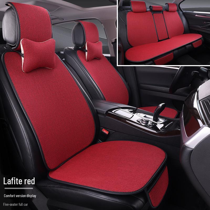 Comprehensive All-Season Linen Seat Cushion Set for Five-Seater Cars