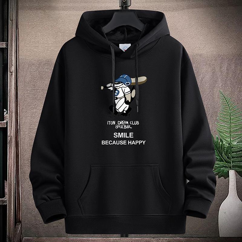 

Мужская спортивная толстовка с капюшоном и рисунком бейсболиста, пуловеры для мальчиков больших размеров M-5XL 4XL чёрный