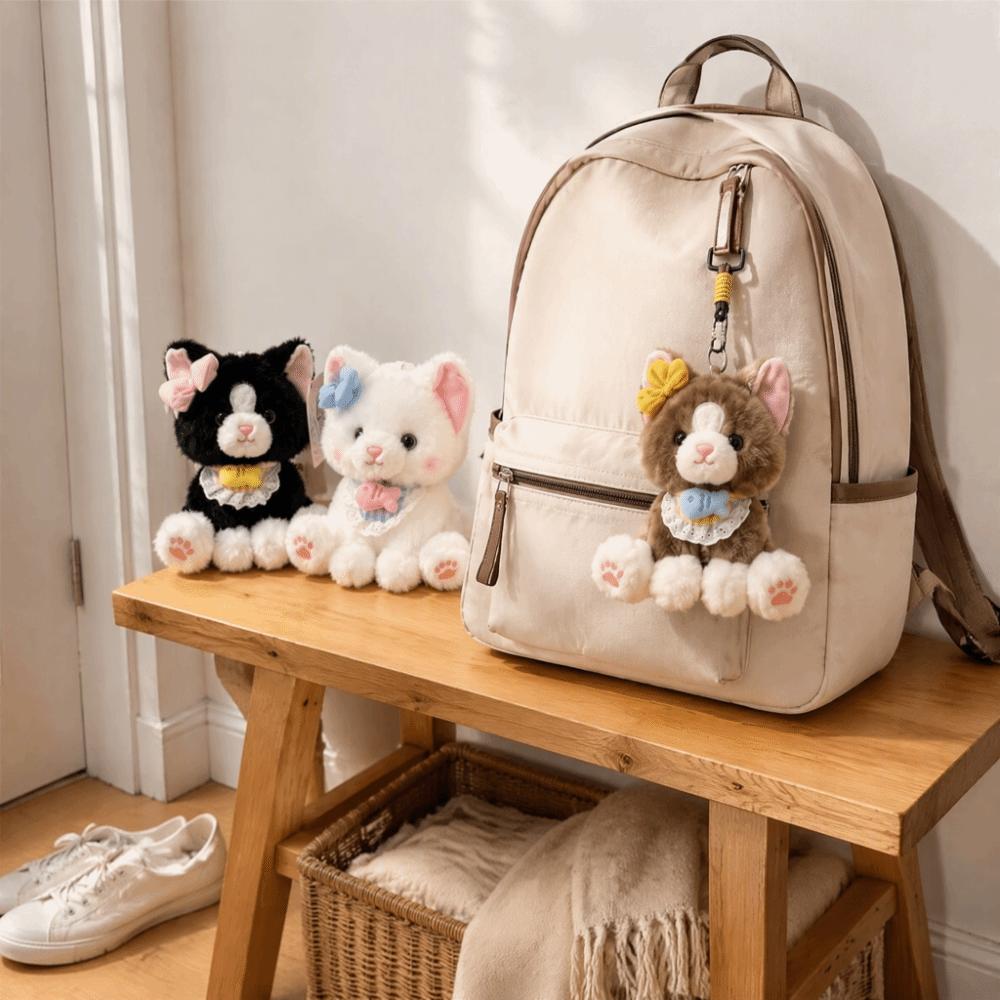 Stuffed Plush Pendant Doll Cat Shaped Table Companion Doll Cute Cat Keychain For Children