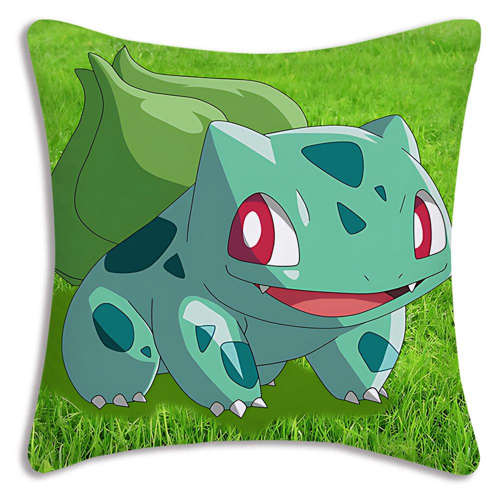 Pillow Covers Cartoon Bulbasaurs Sofa Decorative Home Double-Sided Printing Short Plush Cute Cushion Cover