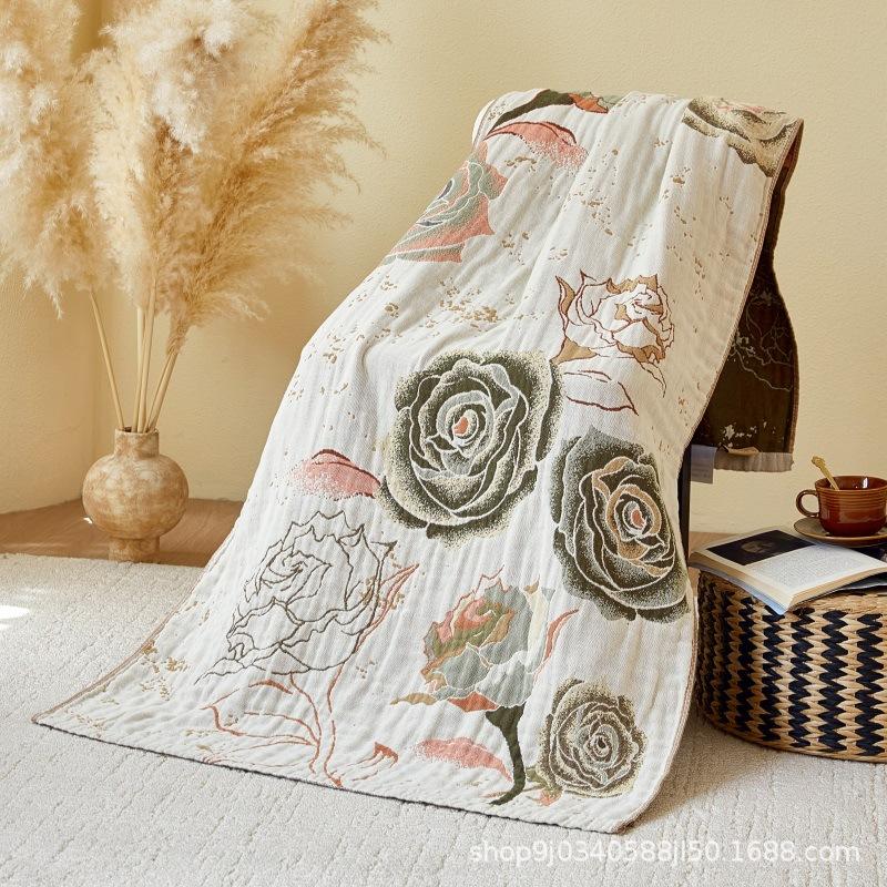 Nordic Class A Pure Cotton Gauze Bath Towel Dirt-Resistant And Non-Slip Light Luxury Leisure Blanket High-End Decorative Blanket Sofa Blanket