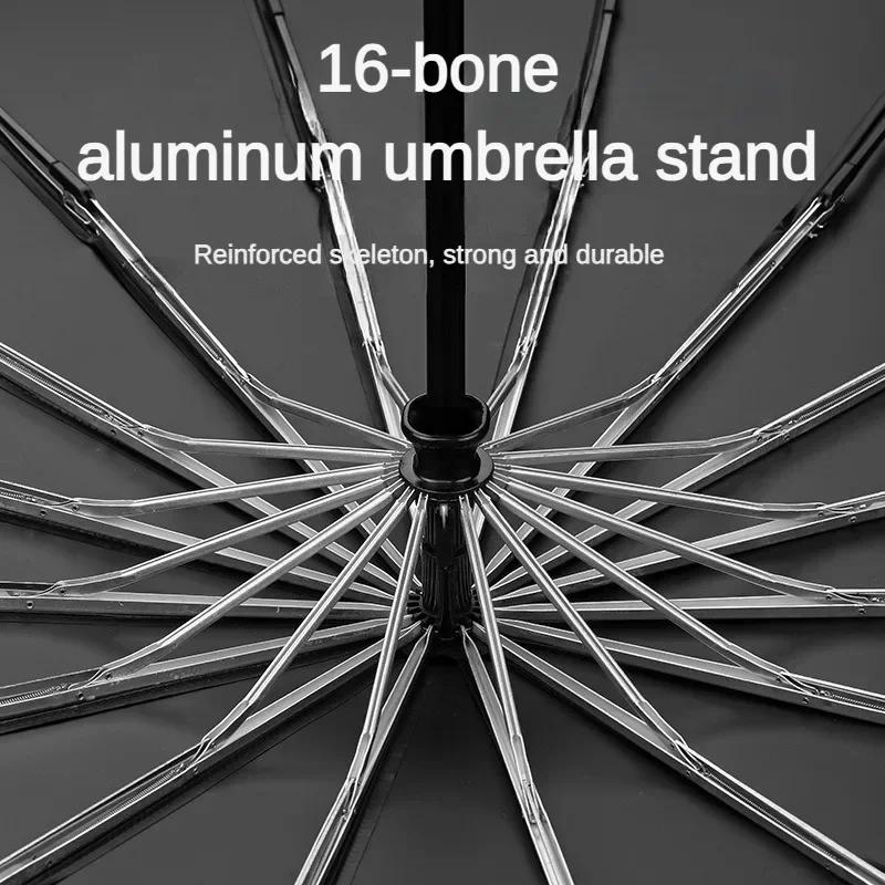 140CM Large Automatic Folding Umbrella for Men, UV UPF50+ Protection, Reinforce Windproof Strong, Sun and Rain Umbrellas Parasol