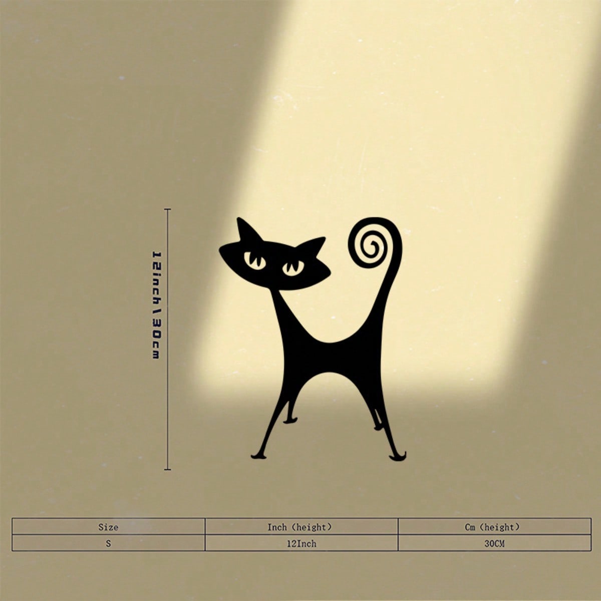 Vintage Metal Cat Wall Art Sculpture Black Powder Coated Iron Home Decor Gift 24x30