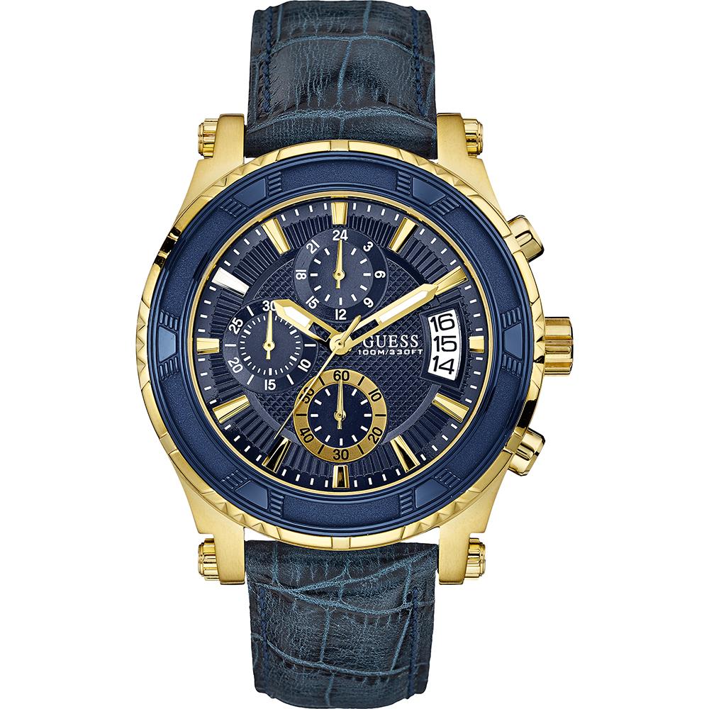 GUESS Pinnacle Blue Leather Men s Quartz W0673G2 синий