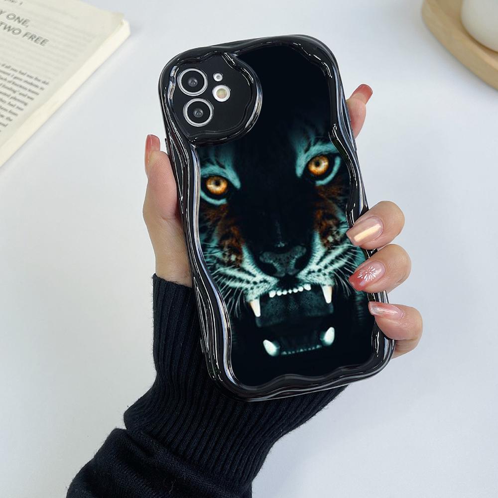 N96 Tiger Eyes Design Soft Wavy Phone Cases for Samsung A54 A34 A13 A14 S23 S24 Ultra Xiaomi Redmi Note 13 12C Realme Infinix Protective Bumper Cover