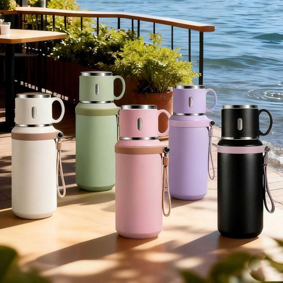 Stainless Steel Water Bottle with Tea Infuser Double Wall Vacuum Drink Container Leak-Proof Portable 600ml Insulated Coffee Tumbler for Hot Cold