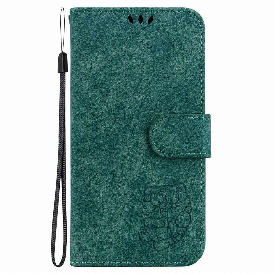 

Cute Little Tiger Emboss Case For Motorola Moto G7 G8 Power Lite G9 Play E7 Plus One Macro Card Holder Wallet Protect Cover D26F For Moto G7