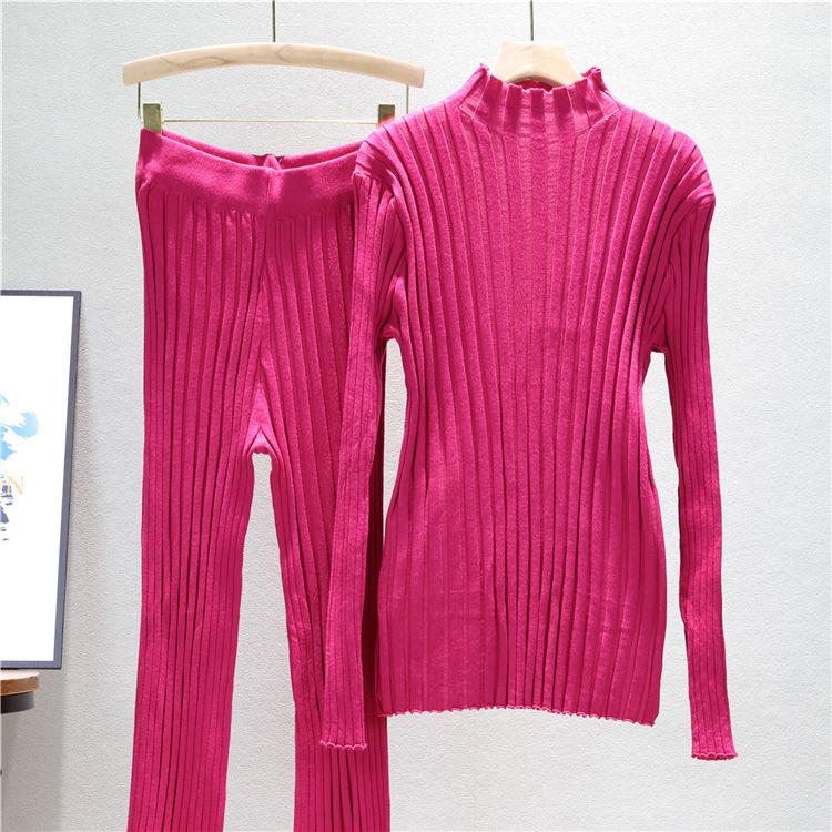 Lässiges Mode-Set Damen Frühling Neu Eng Sexy Strickpullover Hose Zweiteiliges Set Trendy