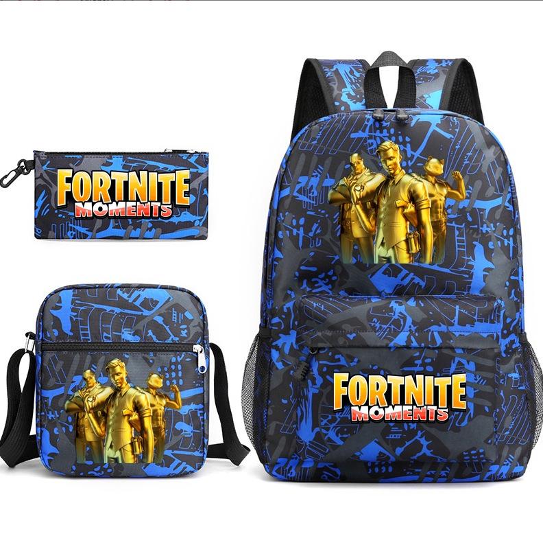 Football Star Teenager Student Schoolbag Ronaldo Pattern Three-Piece Backpack