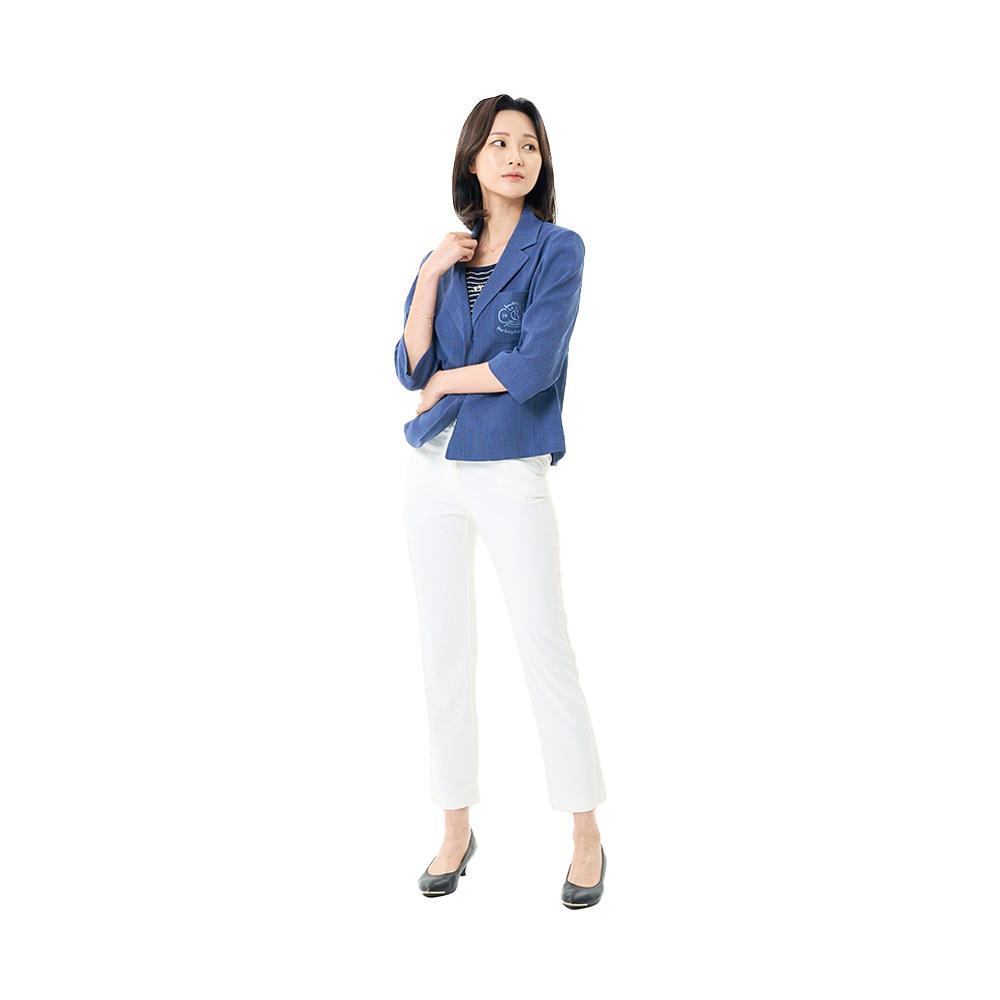 CROCODILE LADIES Straight Pants With Obi & Bijou Button Details_Cldmpt105_Cldmpt105