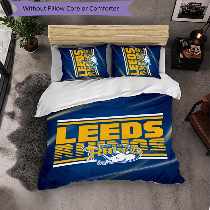Set Biancheria da Letto Leeds Rhinos in Microfibra 3 Pezzi Decorativo Copripiumino per Camera da Letto Uso Domestico