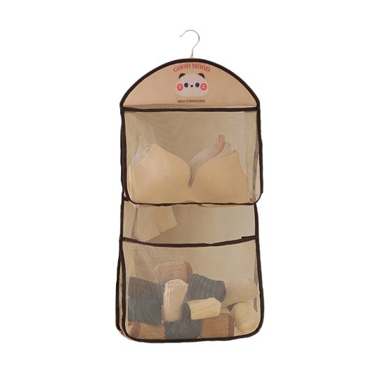 Mesh Wardrobe Organizer Large Capacity Storage Net with Hook Breathable Hanging Storage Pouch for Socks Underwear Dormitories Travel Use