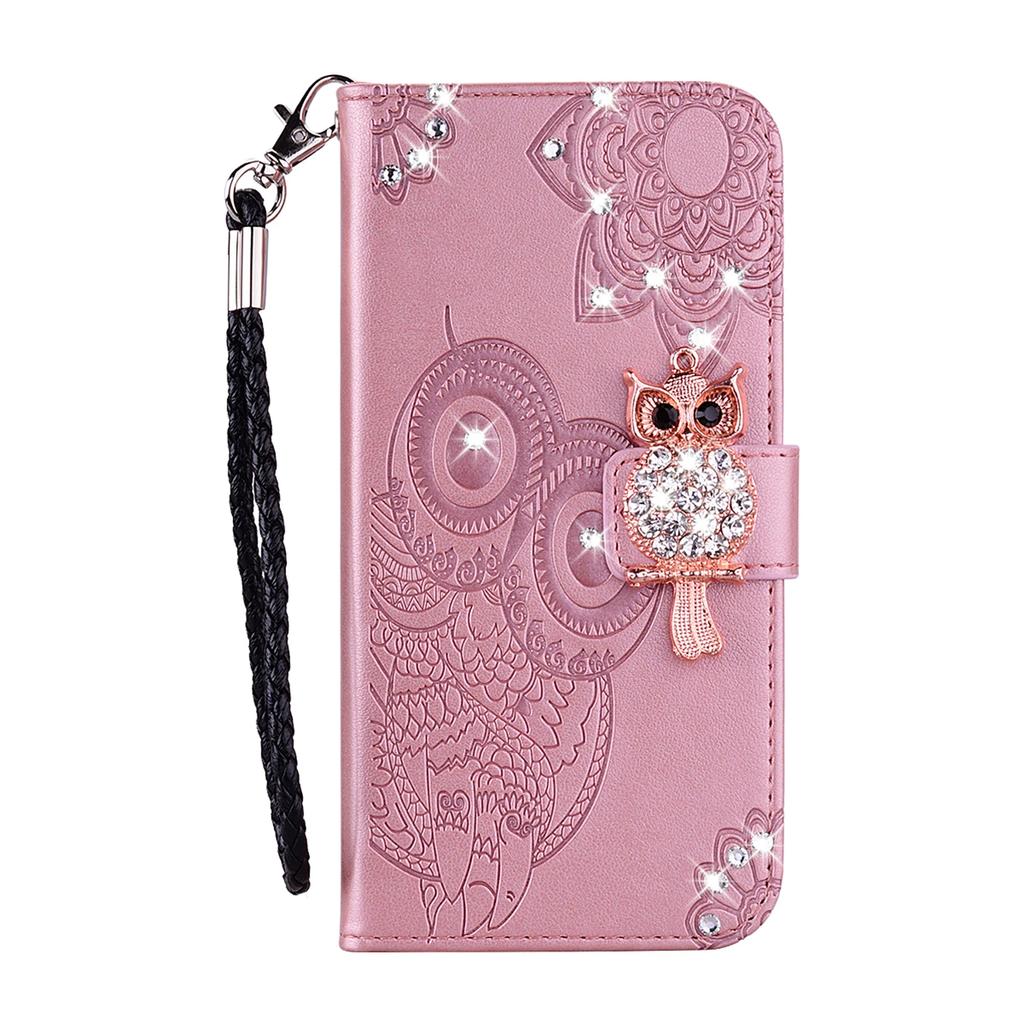 Glitter Cards Solt Wallet Flip Leather Case For Xiaomi Redmi Note 15 14 12 Pro 13 11 12T 13T Owl Emboss Bling Bag Book Cover
