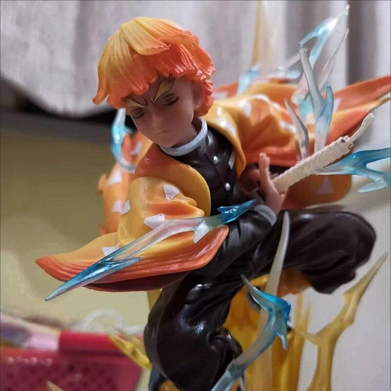 Demon Slayer Anime Figures Zenitsu Akaza 2 Heads Led Light Gyuutarou Kimetsu No Yaiba Action Figurine Statue Model Gift Toys