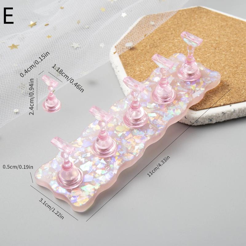 1 Set Iridescent Heart Sequins Magnetic Nail Holder False Tips Practice Stand Nail Art Display Salon Diy Tools
