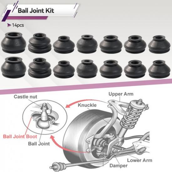 7SizeX2 Ball Joint Boot Dust Cover Tie Rod Linkages Ends Replacement Kits Rubber