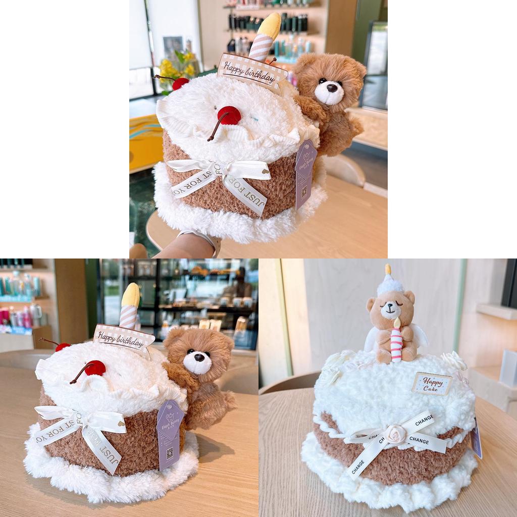Plush Bear Cake Decor Toy With Soft Short Plush For Birthday Celebrations