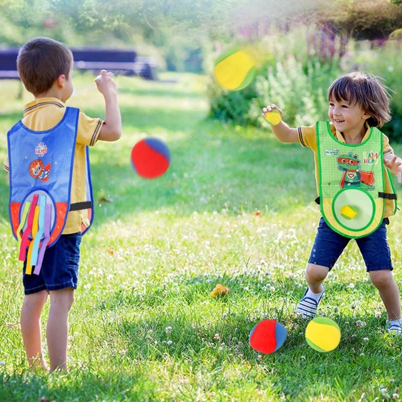 Dodgeball Game Set Throwing Balls Game Set with 3 Soft Balls and Vest for Kids Children Toddler Outdoor Indoor