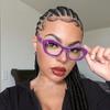 Europe and America Retro Cat Eye Anti-Blue Light Glasses Men Women Fashion Collide Color High Definition Eyeglasses