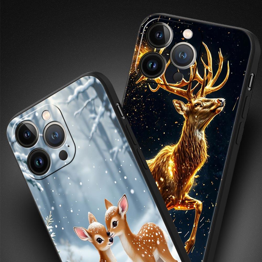 Cartoon-Tier-Hirsch-Handyhülle Cover für iPhone 17 16 15 14 13 12 11 Pro Max 17 Air Plus Stoßfeste Weiche TPU-Schale Fundas Capas
