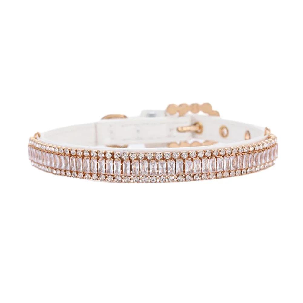 Luxury Pet Dog Pearls Collar and Leash Pearls Puppy Necklace Leather Pearl Leash with Crystal Rhinestone Small Dog Accessories