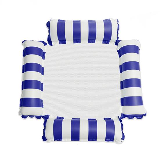 Flotador Inflable para Piscina Rayado 4 Tubos Hamaca de Agua con Malla Silla Lounge Flotante Plegable Esenciales para Fiesta en Piscina de Verano Playa Lago
