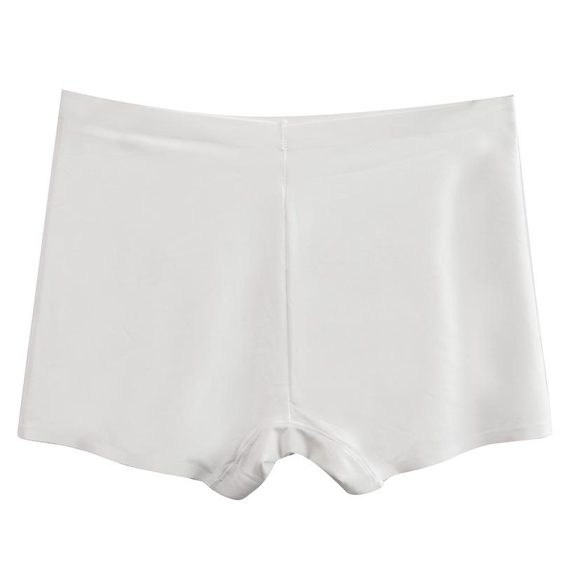 Damen Mid-Waist Nahtlose Sicherheits-Boy-Shorts - Flaches Bein, Weiß/Nude/Schwarz Eisseide, Anti-Exposition UP37