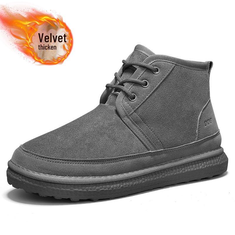 

Мужские высокие нескользящие зимние ботинки с бархатной подкладкой - теплая и повседневная зимняя обувь 41 серый
