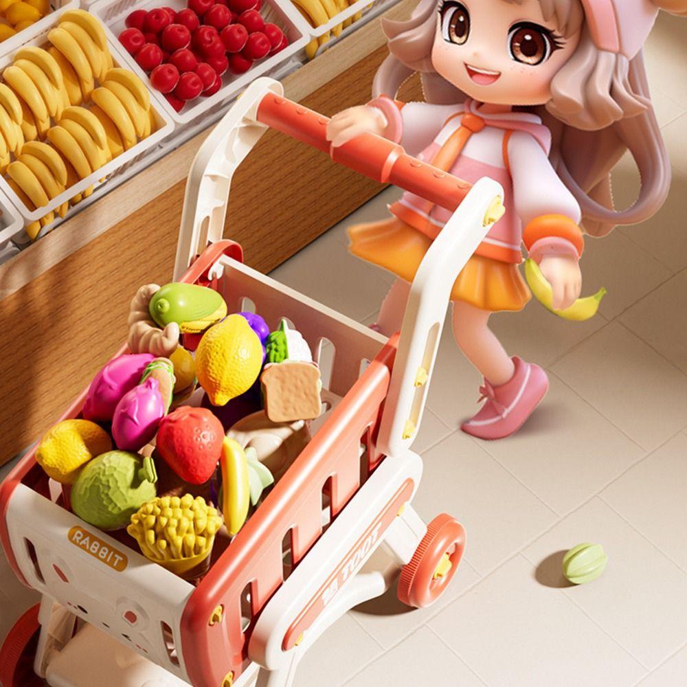 32Pcs/Set Multicolor Shopping Cart Toy Simulation Design Fruit Snacks Kitchen Toy Role Playing Playing House Role Playing Toy