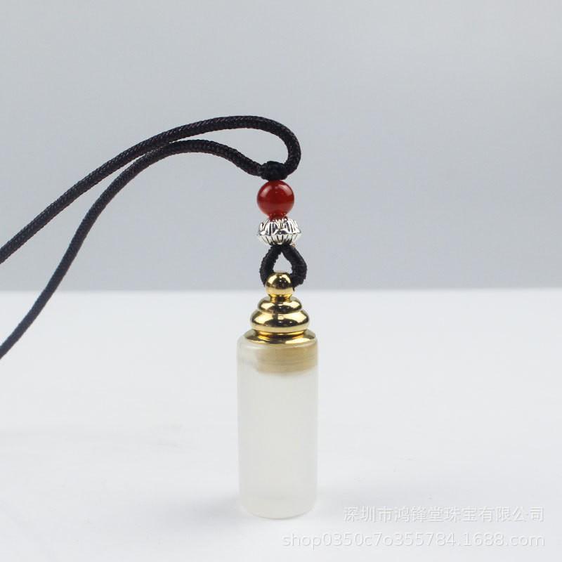 Natural Agate Chalcedony Hollow Pendant Bottle Shape Mini Vial Necklace Spiritual Protection Aromatherapy