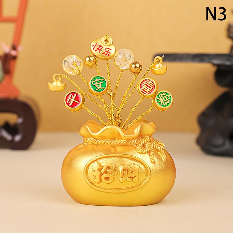 Chinese  Year Money Tree God Feng Shui Fa Cai Lucky Fortune Miniature Spring Festival Home Decorating Desktop Car Ornaments