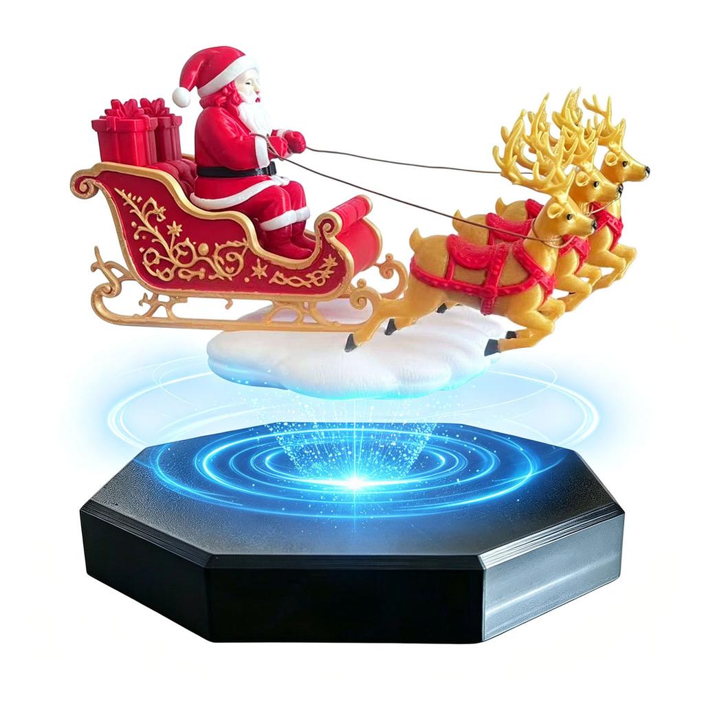 Innovative saisonale Heimdekoration Schwebender Weihnachtsmannschlitten, Fliegender Schlitten Magnetische Levitation Weihnachtsdekorationen, Festliches Schreibtisch-Klaus Tischplatten-Ornament