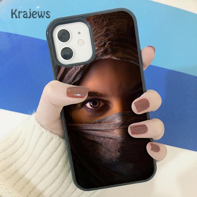 Krajews Arabska Kobieta z Nikabem Twarz oko Miękki Pokrowiec na Telefon dla iPhone 14 SE 6 7 8 plus XR XS 11 12 13 pro max Samsung S21 S22
