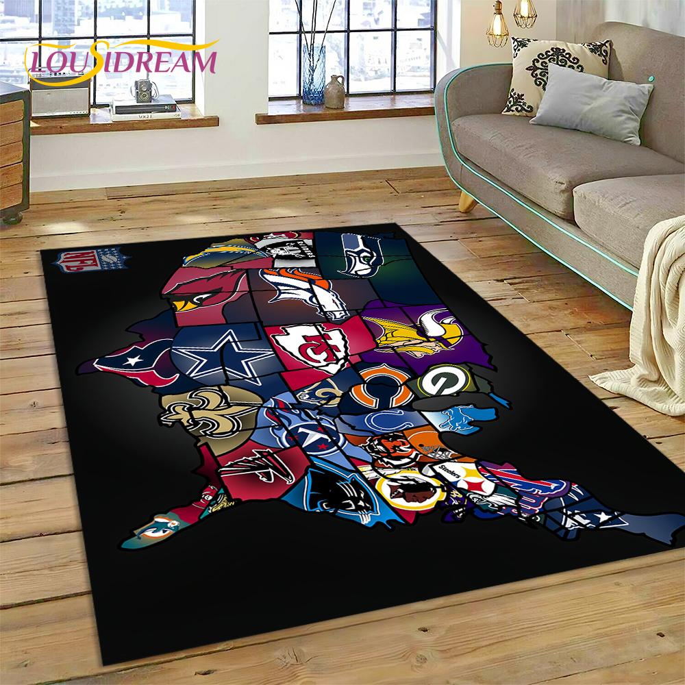 American Football N-NFL Zeichen Rugby Gamer Teppich für Wohnzimmer Schlafzimmer Dekoration, Bodenteppich rutschfeste Dekoration für Sofa Fußmatte
