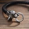 Wolf Head Leather Bracelet for Men Street Cool Fashion Jewelry Man Bracelet Gift