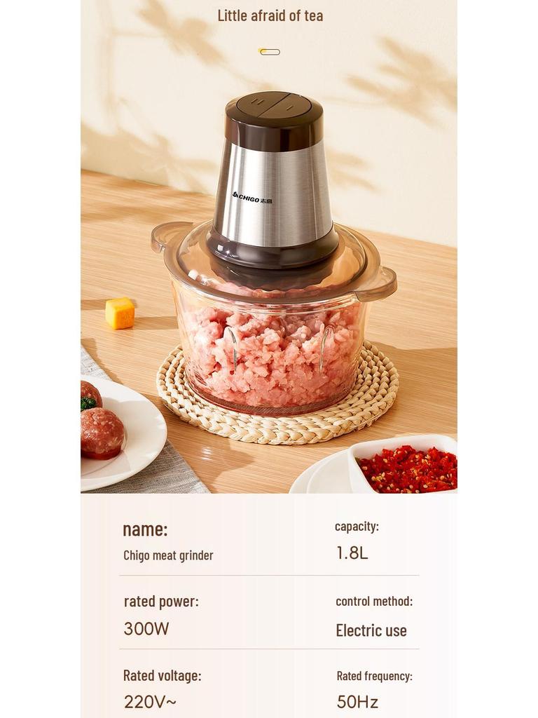 Multi-functional Electric Meat Grinder and Garlic Paste Maker with Visible Glass Bowl