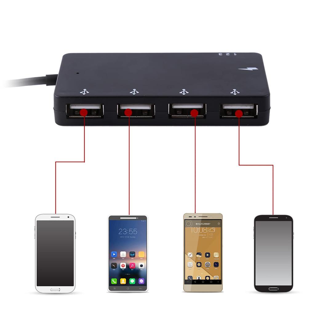 Micro USB OTG Charging Hub Works Simultaneously 4 X USB For Android and Windows Systems Supports Function PC USB HUB Card Reader 2.0HUB Hot-Swappable