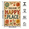 D Flat Retro Metal Sign This Is My Happy Place with Vibrant Floral Design X for IndoorOutdoor Wall Decor