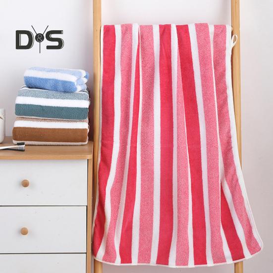 Coral Fleece Towel Set Striped Absorbent Bath Towel Lint Free Fade Resistant Towel Shower Wrap for Spa Poolside Daily Use
