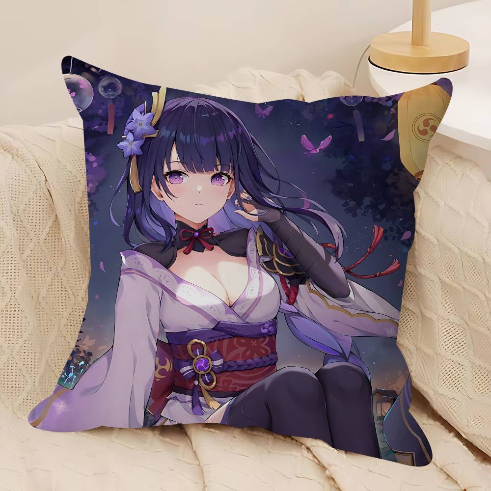 G-Genshin Impact Raiden Shogun Dekorative Raumästhetik Kissenbezug Heimdekor Schlafzimmer Sofa Bett Couch Kissenbezug 45x45