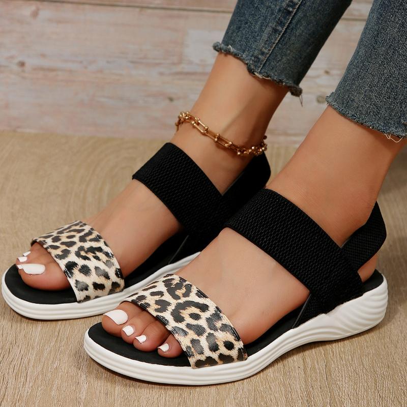 Fashion Women's Sandals Knit Elastic Cloth Sandals Comfortable Wedge Sandals Plus Size Lightweight Walking Sandal Slip on Summer Shoes