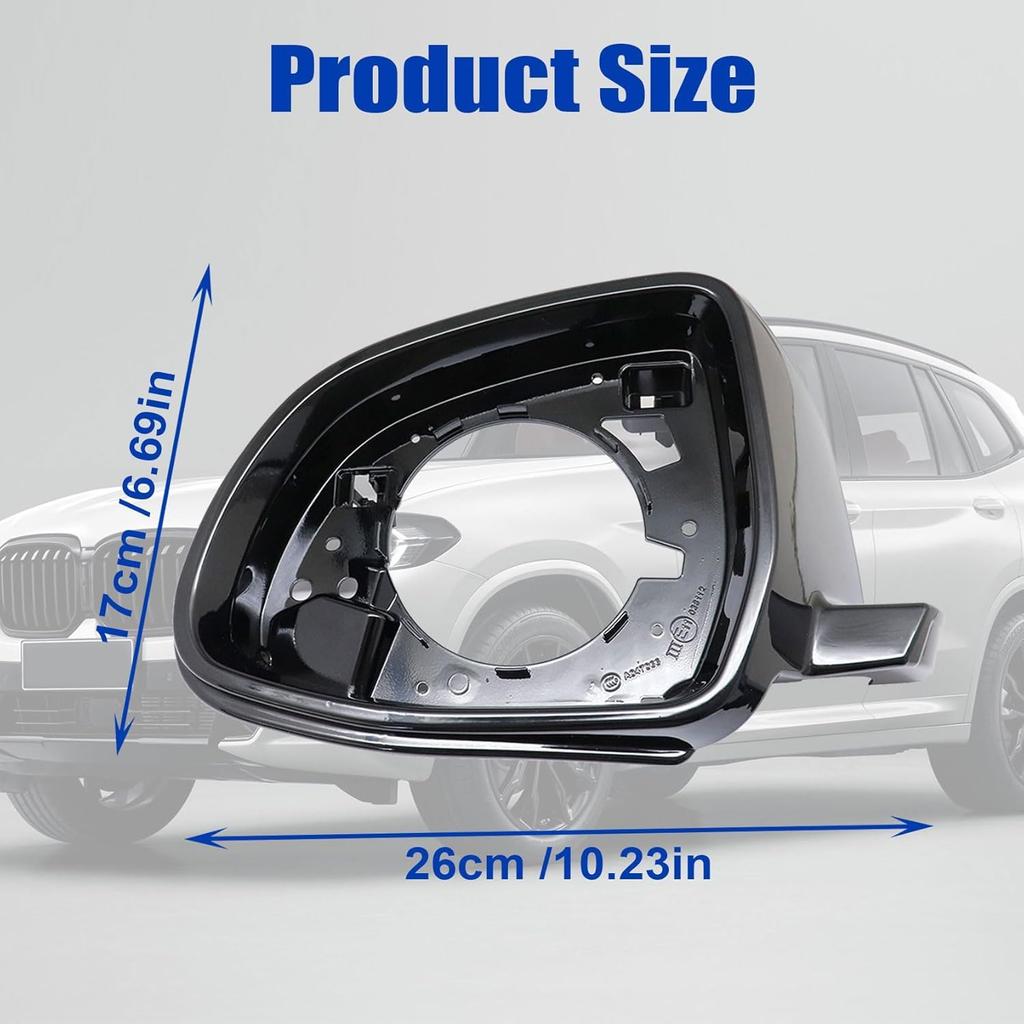 FZJDSD 51167327911 Mirror Housing Frame Trim 1Pc Left Side Compatible With BMW X3 X4 X5 X6 2014-2019 Black Side Mirror Shells Cover Cap