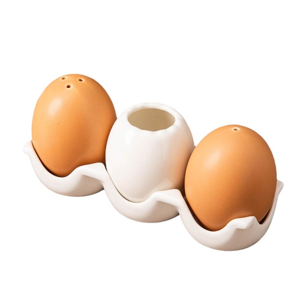 Mini Salt and Pepper Bottle Ceramic Seasoning Jar Creative Simulated Egg Spice Jar Set  Cooking