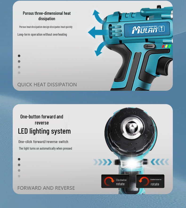 Mulian Multifunctional Rechargeable Hand Drill with Lithium Battery