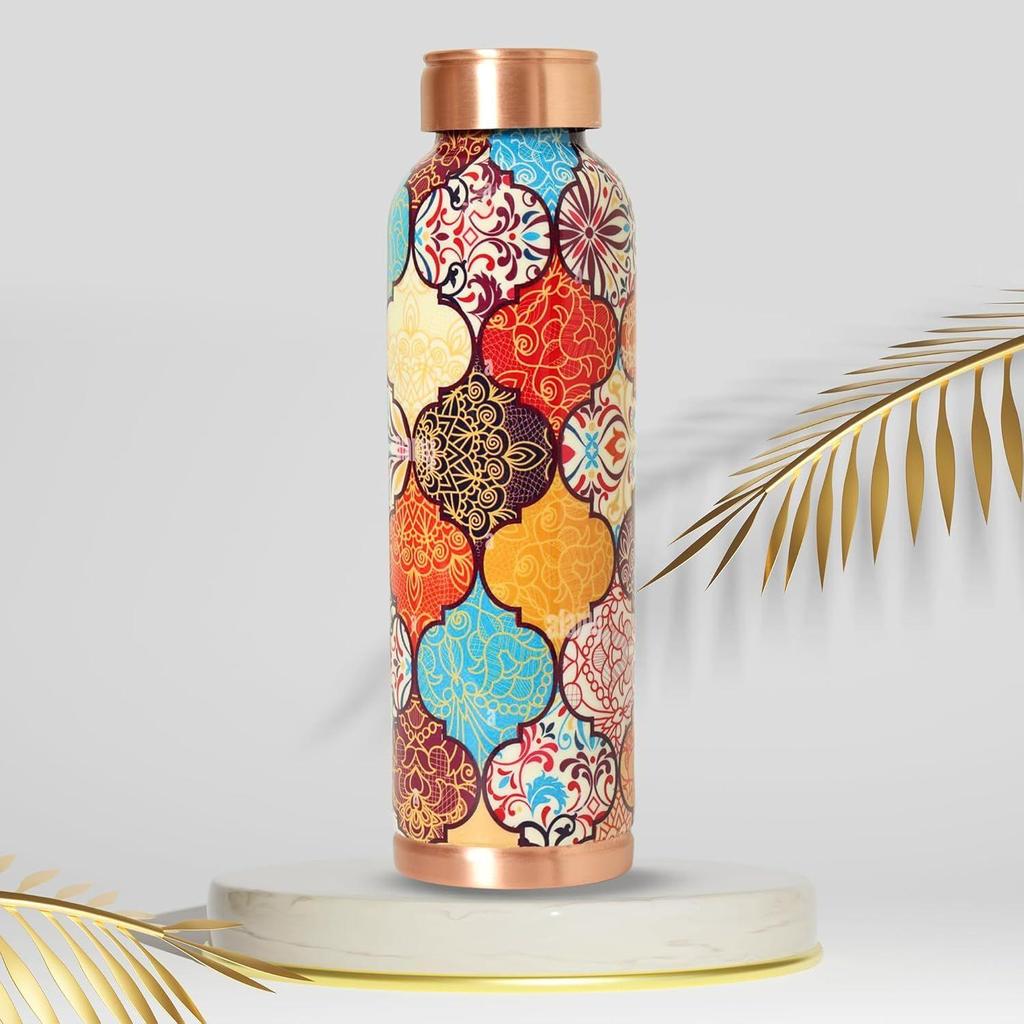 Copper 1 Litre Water Bottle With Leak And Rust Proof Protection For Home And Office Use Ayurveda And Yoga Health Benefits Bottle (Hexagon)