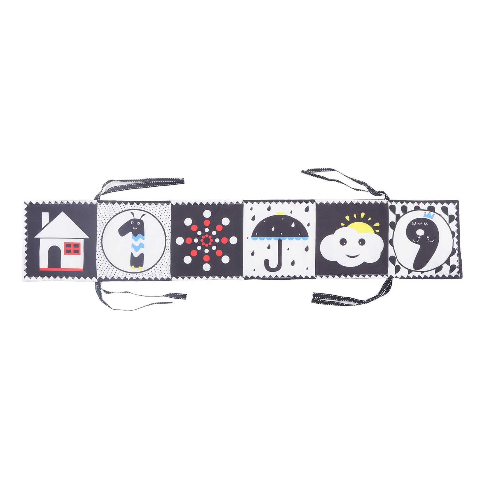 

12 страниц Детская тканевая книга Двусторонняя черно-белая тканевая книга для раннего образования