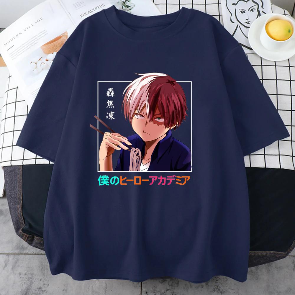 

New Men s and Women s Todoroki Shoto Printed T-shirt Summer Anime Harajuku Loose T-shirt Tops Mens T Shirts One Piece S