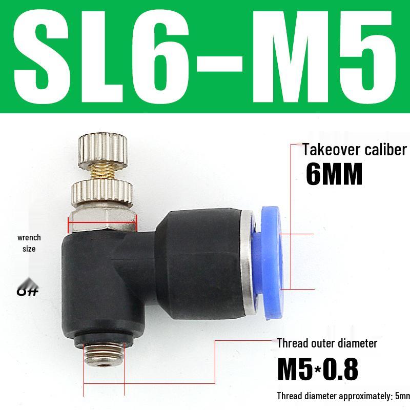 Air Tube Speed Control Connector JSC8-02 Throttle Valve SL6-M5/4/10-01-02