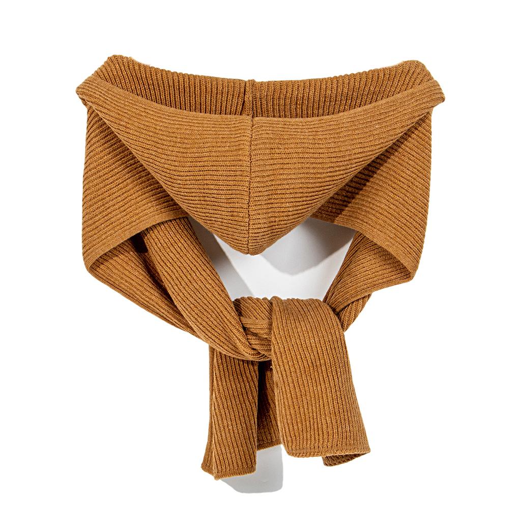 Hooded Shawl Knitted Shoulder Wrap for Autumn Winter Solid Color Collar Shawl Neck Wrap All Matching Women Accessories